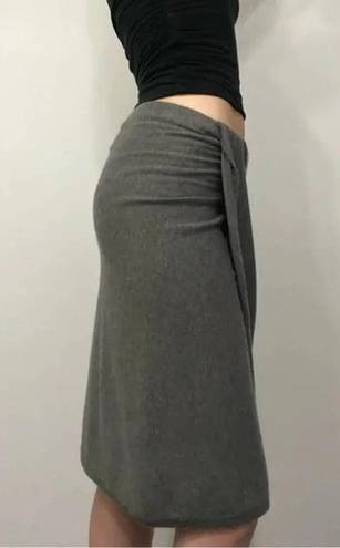 Donna Karan Cashmere Midi Wrap Skirt in Medium Grey NWT Size P Retail $795