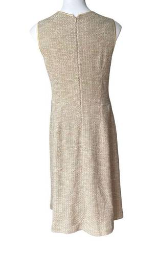 St. John  Collection Sleeveless Textured Knit Dress Ecru, Sz 6 (missing belt)