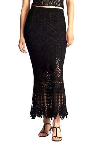 Polo  RALPH LAUREN High Waisted Knitted Skirt size Small Black Maxi $698 NWT