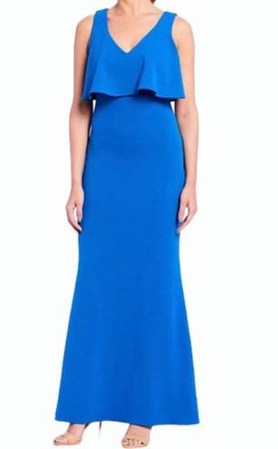 Badgley Mischka Fallon Popover  Gown Crepe Cobalt Blue