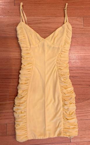 White Fox Boutique Yellow Ruched Dress