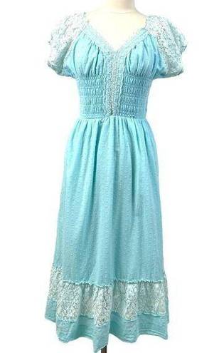 a.n.a  Kaci Womens XXL Dress Aqua Renaissance Peasant Maiden Coquette Feminine