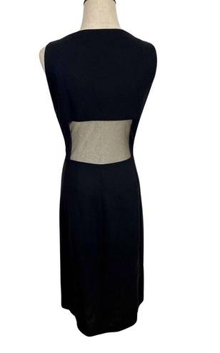 Emporio Armani  100% Wool Sheer Mesh Back Shift Midi Dress Black size 44/US12