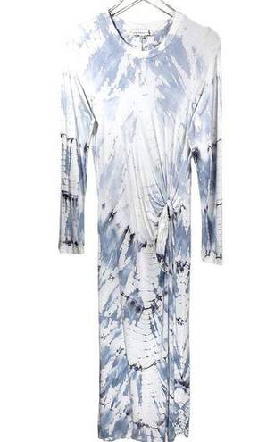 Young Fabulous and Broke  Tie Dye Long Sleeve Maxi Dress in White/Blue