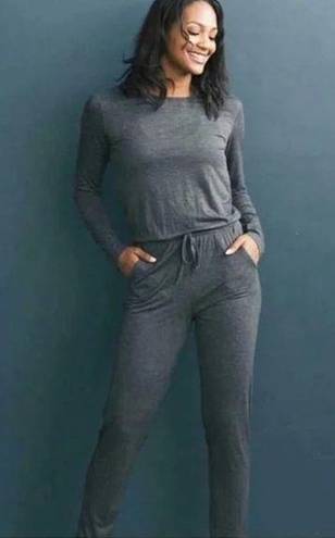 Zyia  Active Long Sleeve Jumpsuit Gray Womens Large Athleisure Loungewear Stretch