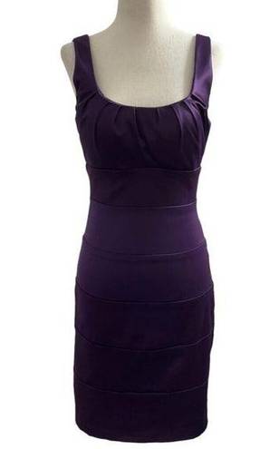Bisou Bisou  Women Size 4 Purple Party Dress Bodycon Built-in Bra Satin H1-668