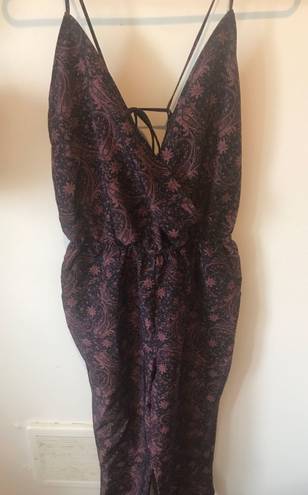 Nordstrom Three E Dark Purple Floral  Vintage Jumpsuit Romper