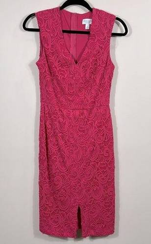 Bisou Bisou  Michele Bohbot Pink Lace Overlay Eyelet Lined Sleeveless Dress 4