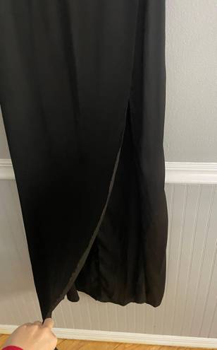 Naked Wardrobe Black Satin Maxi Skirt with Side Slit Small