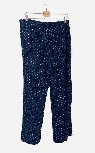 J.Jill  Pants Size L wide leg Navy White Polka Dot