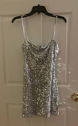 Silver sequin mini dress