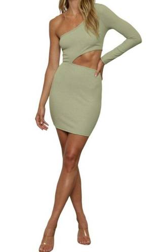 Blue Blush  One Shoulder Cutout Mini Dress Olive Green Size Medium NWT