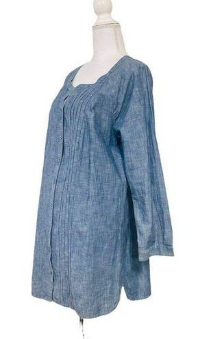 J.Jill  Women’s XL Denim Chambray Button Up Casual Long Sleeve Longline Dress