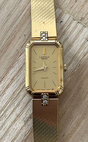 Seiko Lassale  Ladies Watch Rare Vintage Genuine Diamonds Gold Tone Bracelet Dial