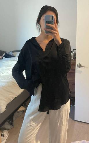 H&M Black Satin Button Down