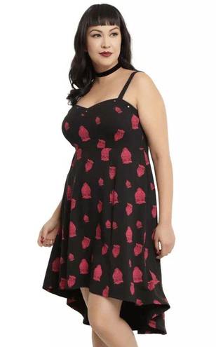 Tripp NYC  Red Black Sweeteheart Owl Hi-Low Hem Dress Plus Size 2X 18/20