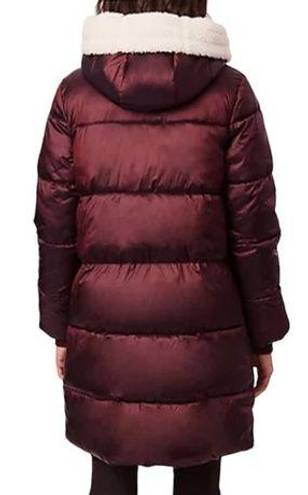 Bernardo  Asymmetrical Sherpa Lined Hooded Puffer Jacket Pomegranate Small NWOT