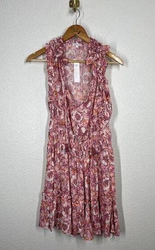 Poupette St. Barth  Triny Mini Dress Pink Dahlia Floral Resort Tiered Medium M