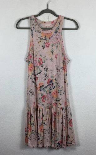 Rebecca Taylor  Marlena Pink Floral Linen Jersey Sleeveless Mini Dress Large