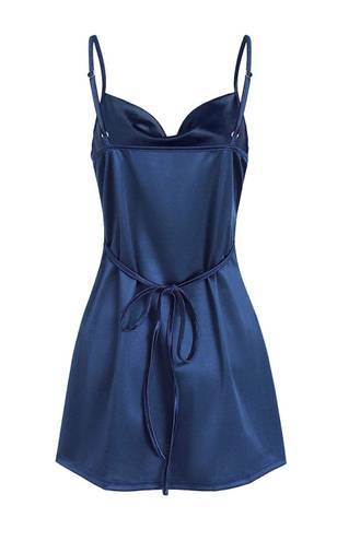 Zaful Satin Navy Dress