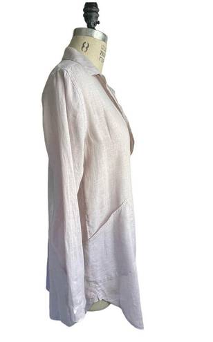 CP Shades  Teton Oversized Linen Long Sleeve Tunic Top in Lilac Size Small