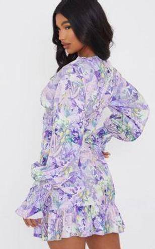 Pretty Little Thing ‘Floral Tie Front Detail Frill Hem Shift Dress’