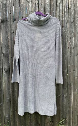 Moral Fiber Knit Turtleneck Cold Shoulder Sweater Dress in Gray - 3X, NWT, Cozy