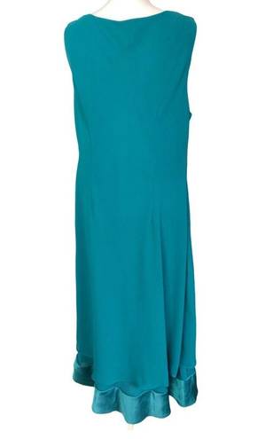 Talbots  Women’s V-neck Chiffon Overlay Turquoise Tank Maxi Dress