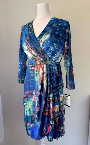 Oleg Cassini NWT  Abstract Print Wrap Dress