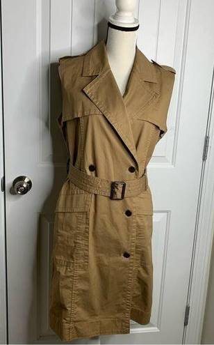 Banana Republic  tan trench double breasted belted sleeveless vest jacket small