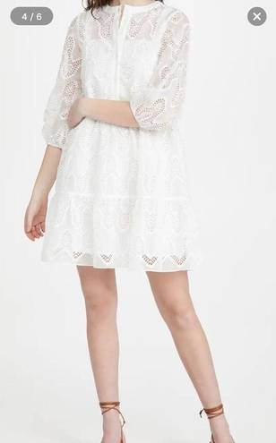 Shoshanna Dress Talia White Organza lace Mini Babydoll Dress Bridal Ethereal 10