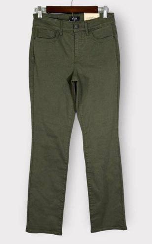 NYDJ Marilyn Straight Jeans Lift Tuck Technology Olive Green Women's Size 4 NWT