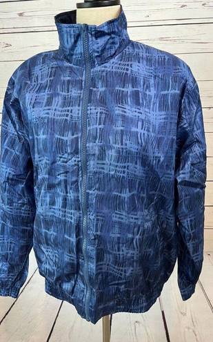 Lavon  Y2K Full Zip Jacket Nylon Medium Vintage 90s Geometric Blue Windbreaker