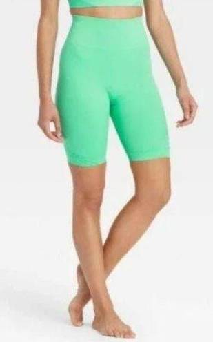 JoyLab Women's High-Rise Ribbed Seamless Bike Shorts 6" -  Mint Green S - NWT