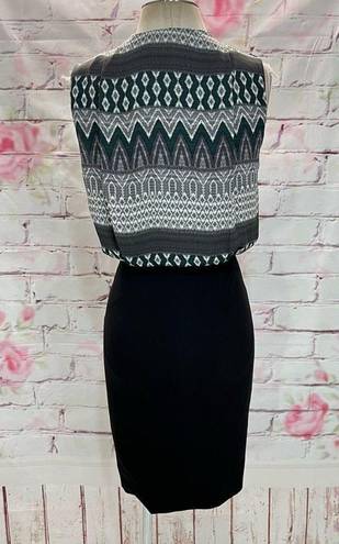 L'Agence L’Agence sleeveless wrap top geo print blouse look pencil skirted dress size 0