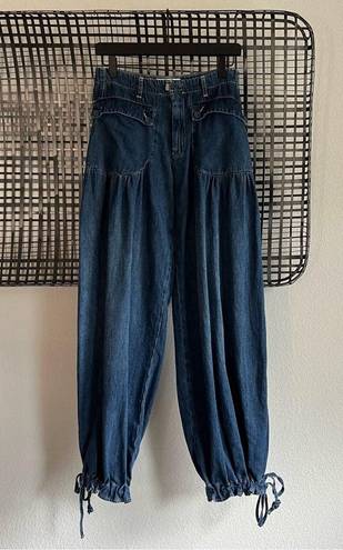 Free People Lotus High Waist Tie Hem Barrel Leg Jeans