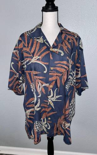 Quiksilver Size Large Palm Tree Print Cotton Short Sleeve Hawaiian Shirt