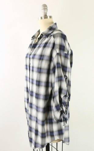 Vince  Plaid Rolled Sleeve Cotton Shirt Top M