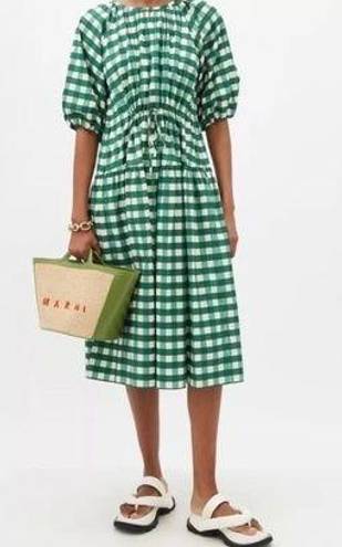 Max Mara Weekend  Green Gingham Check Cotton Midi Dress