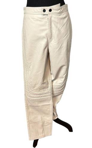 L'Academie L'Academia Leather Pants Bone White MEDIUM Tapered Moto Biker Designer NEW