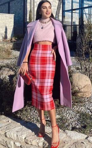 ZARA PLAID MIDI SKIRT