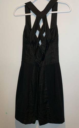 Opening Ceremony  Black Linen Bustier Dress Exposed Front Zipper Cut Out