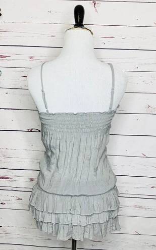 Max Rave Grey Dropped Waist Ruffled Tunic Top XS