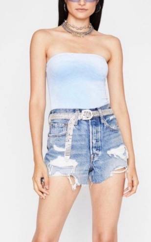 American Apparel NEW  Light Blue Velvet Bodysuit