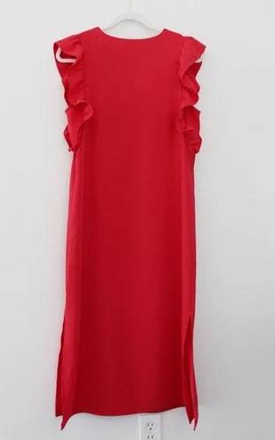 Chelsea28 Ruffle Sleeve Midi Dress in Coral Spice