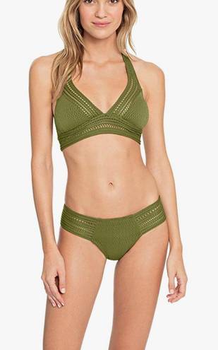 Robin Piccone Perla Side Tab Bikini Bottom with Crochet Inset