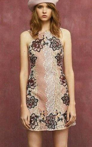 Foxiedox  Georgina Lace Appliqué Sheath Dress In Blush Multi Size 14 NWT