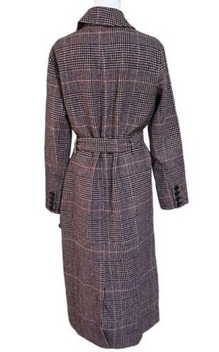 Free People  Menswear Hailey Wool Coat in Burgundy Houndstooth Check Size S NWOT