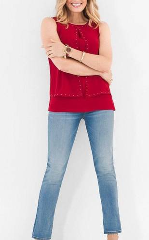 Chico's Red - Double-Layer Embellished Tank Sz 3