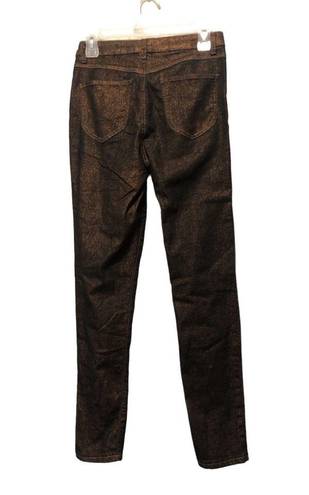 Modcloth  Metal Dipped and Dapper Skinny Jeans in Bronze Brown Size 6